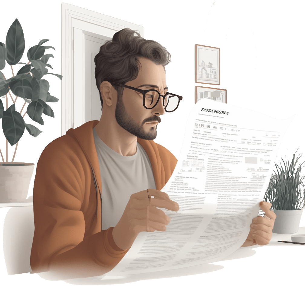 Homeowner reading furnace contract