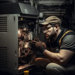 AirPoint technician repairing furnace in Toronto 2023