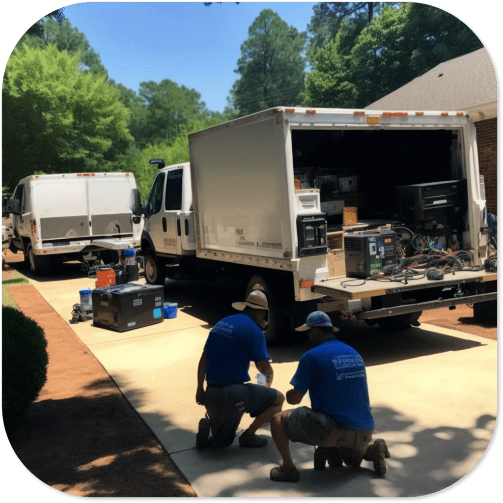 AirPoint technicians taking tools out of their trucks