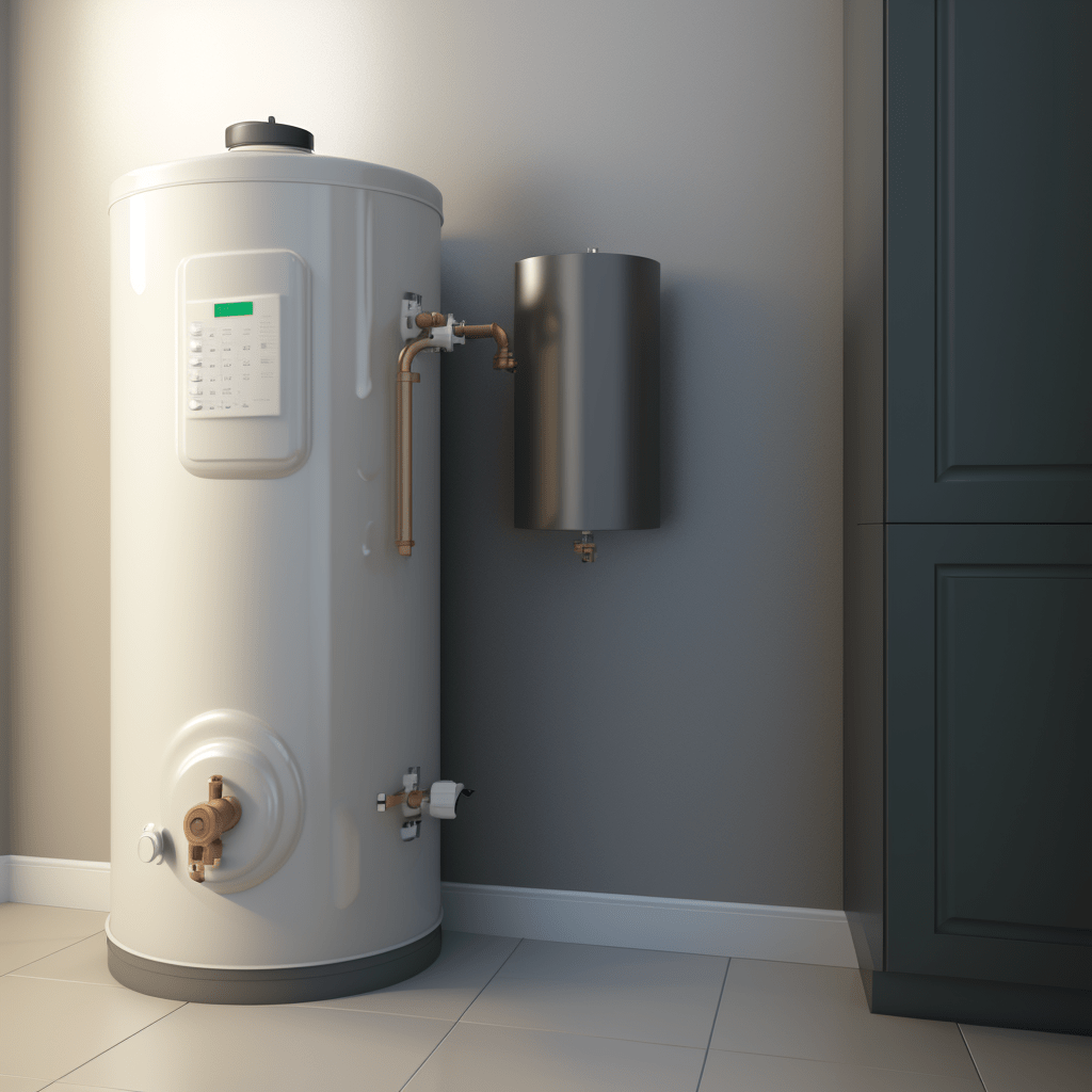 AirPoint technician repairing broken water heater in Toronto home 2023