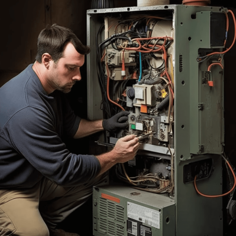 AirPoint technician fixing furnace leak in Toronto home 2023