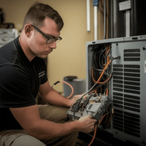 AirPoint Technician Performing Furnace Repair in Mississauga Home 2023