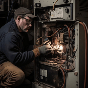 AirPoint Technician fixing uneven heating in furnace in Toronto home 2023