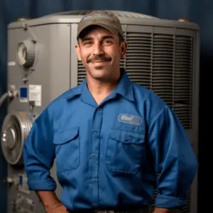 Expert AirPoint HVAC technician working on an air conditioner unit