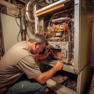 AirPoint Technician fixing a Carrier Infinity® 98 furnace furnace