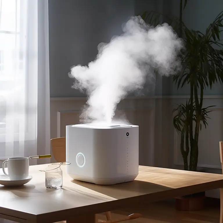 A modern whole house humidifier installed in a home