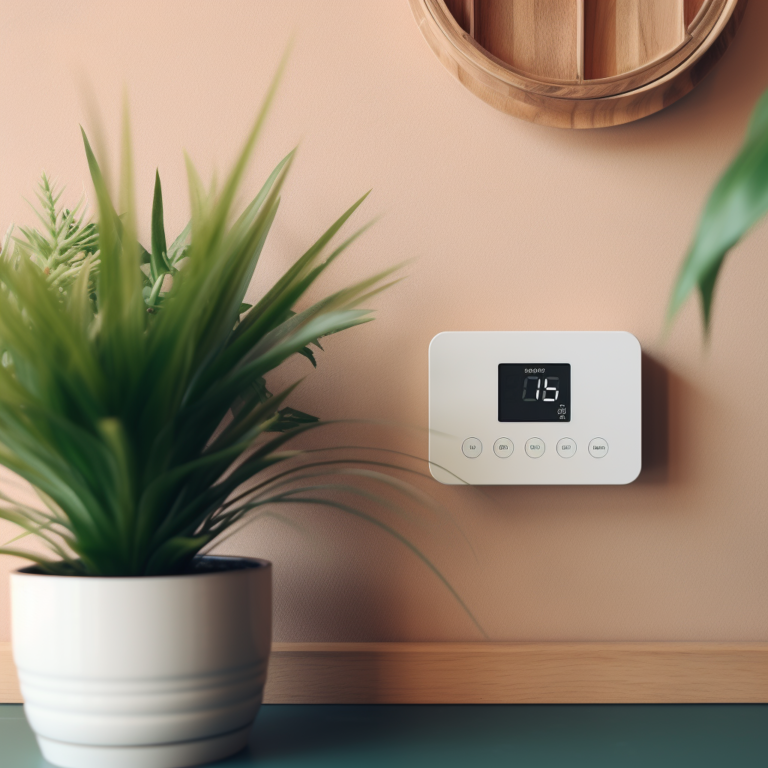 Modern thermostat on a home wall.