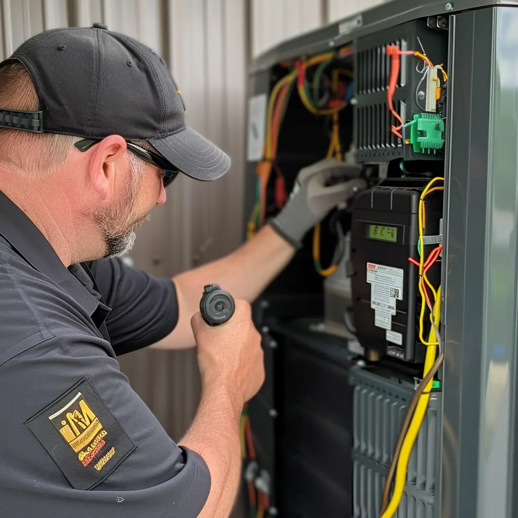 AirPoint Technician performing maintenance on an outdoor AC unit