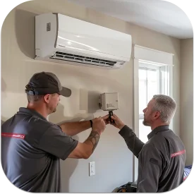 AirPoint technicians installing Carrier Performance™ 40MAHB High Wall Indoor Unit.